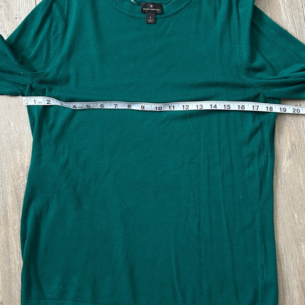 Worthington Emerald Green Long Sleeve Top with Bell Sleeves - Picture 7 of 9